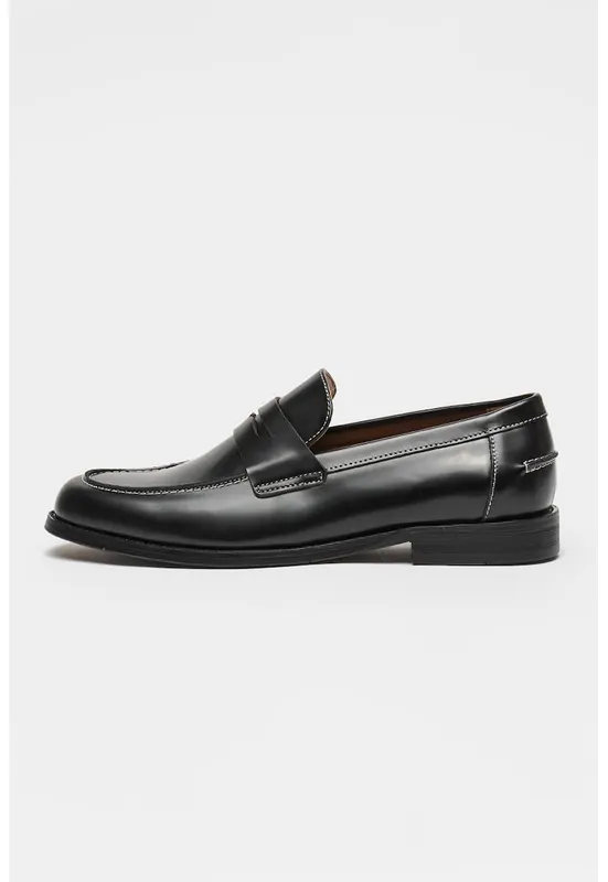 Pantofi loafer din piele cu bareta decorativa Natan - Negru
