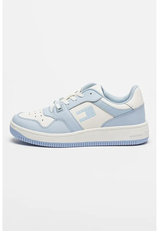 Pantofi sport din piele cu logo - Alb/Albastru lavanda