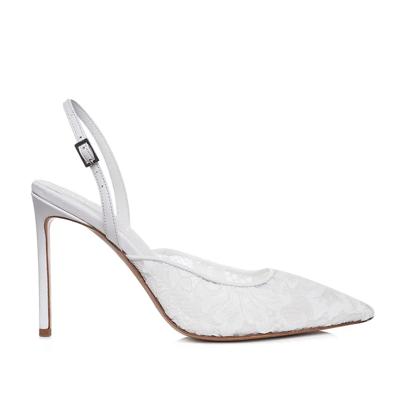 Pantofi Ines Piele Naturala/Dantela, Alb - Premium Collection
