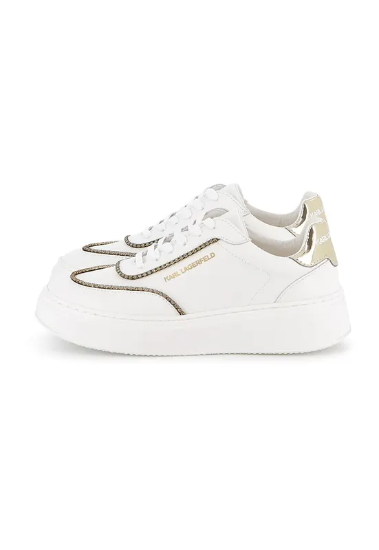 Pantofi sport din piele cu aplicatii cu strasuri - Alb/Auriu