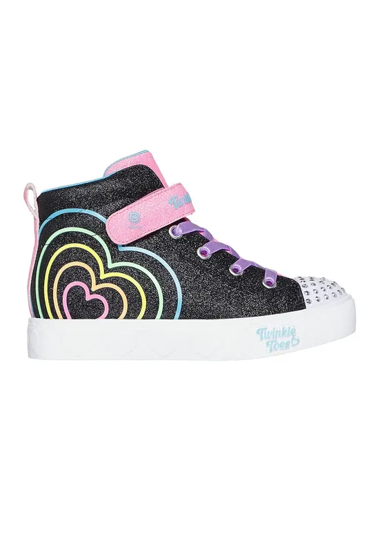 Tenisi mid-high cu lumini led Twinkle Toes Heart Steps - Negru/Roz