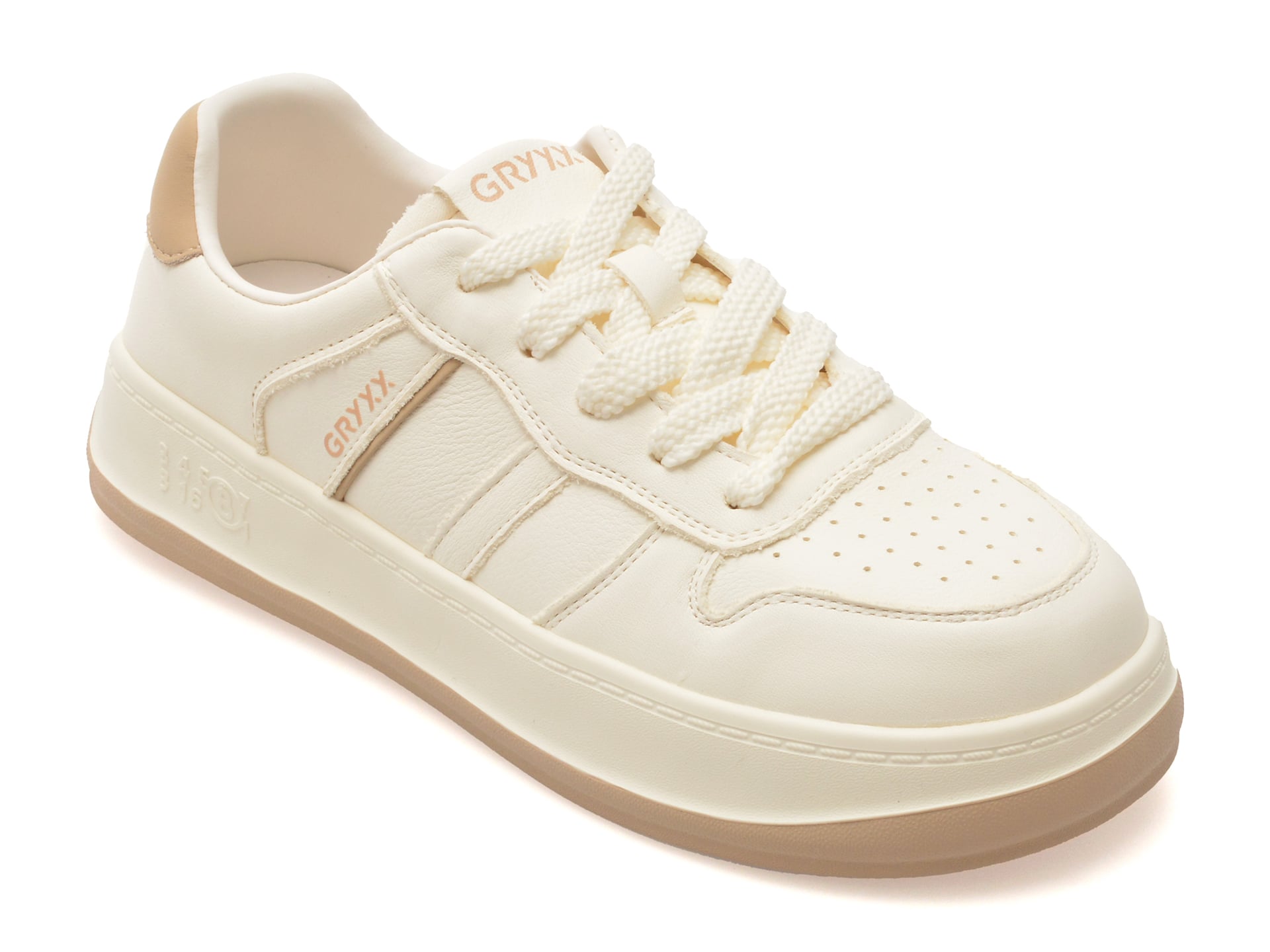 Pantofi sport GRYXX albi, C1180, din piele naturala