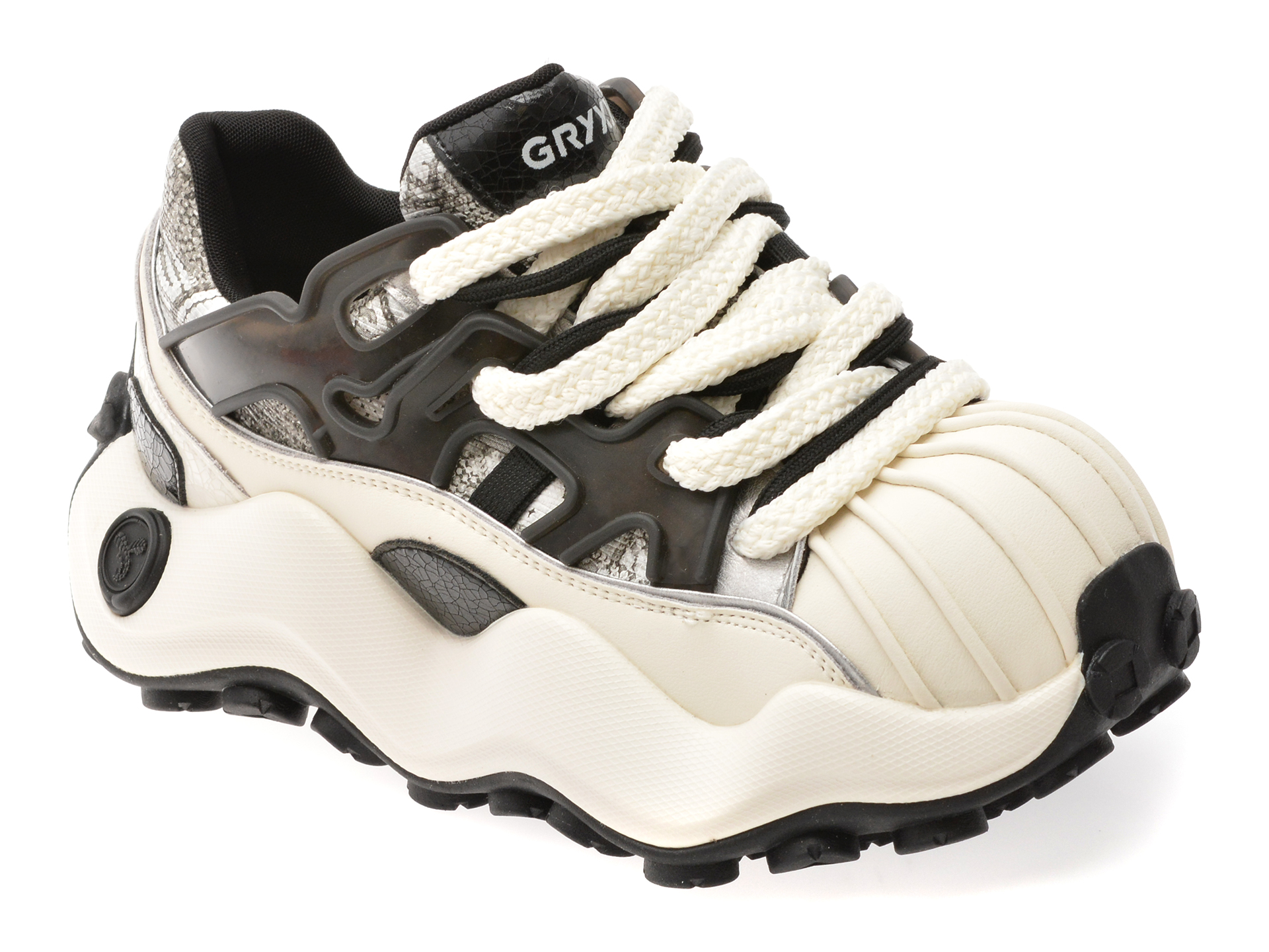 Pantofi sport GRYXX alb-negru, 8610, din piele naturala